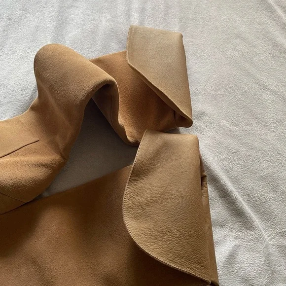 Joie tan/beige suede over the knee stacked heel boots, size 39 1/2 - Picture 5 of 9